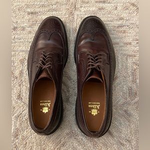 Alden 975 size 11 1/2 Long Wing Blucher Cordovan Dress Shoes With Shoe Covers